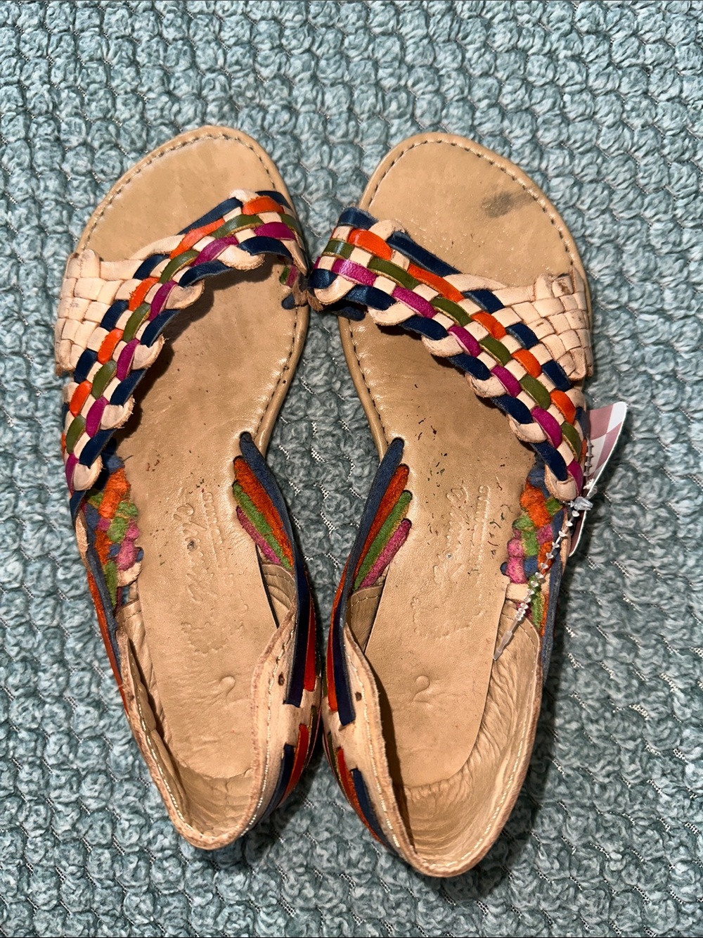 Braided Leather Sandals with Multicolor Accents